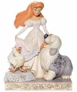 Enesco Jim Shore Disney Ariel, Scuttle And Max White Woodland Figurine, 7.75"