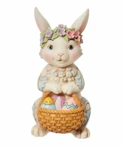 Enesco Jim Shore Pint Bunny With Floral Crown And Basket Figurine, 5"