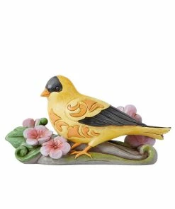 Enesco Jim Shore Goldfinch With Spring Flowers Figurine, 3.5"