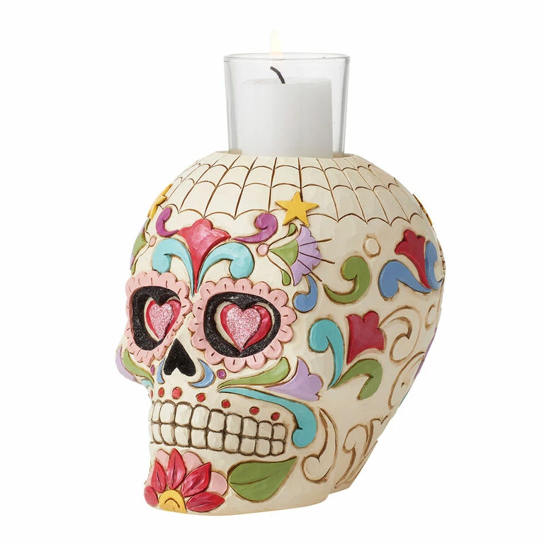 Enesco Jim Shore Day Of The Dead Skull Votive Candle Holder 2 Enesco Jim Shore Day Of The Dead Skull Votive Candle Holder - Image 2