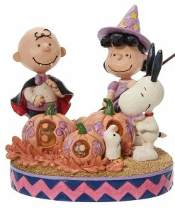 Enesco Jim Shore Peanuts Gang Halloween Figurine With Light, 5.55"