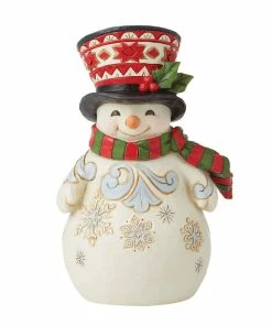 Enesco Jim Shore Pint-Sized Snowman With Festive Top Hat Figurine, 5.1"