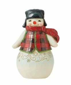 Enesco Jim Shore Pint-Sized Snowman In Plaid Figurine, 5"