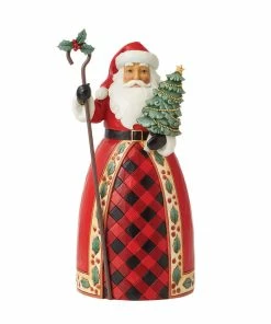 Enesco Jim Shore Highland Glen Santa With Tree And Staff Figurine, 9.25"