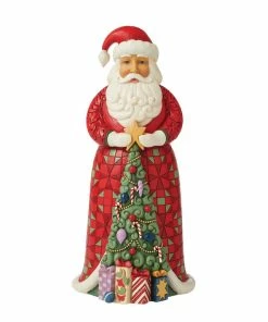 Enesco Jim Shore Santa With Christmas Tree Figurine, 10"