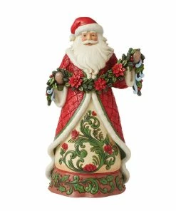 Enesco Jim Shore Santa With Poinsettia Garland Figurine, 12.2"