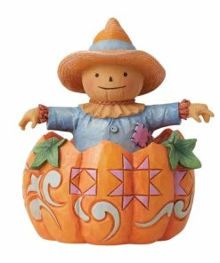 Enesco Jim Shore Scarecrow Inside A Pumpkin Figurine, 3.58"