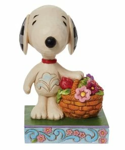 Enesco Jim Shore Peanuts Snoopy Basket Of Tulips Figurine, 4.9"