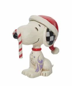 Enesco Jim Shore Peanuts Snoopy With Candy Cane Mini Figurine, 2.75"