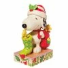 Enesco Jim Shore Peanuts Snoopy And Woodstock With Stocking Figurine, 7"