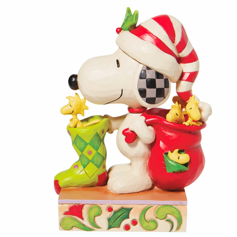Enesco Jim Shore Peanuts Snoopy And Woodstock With Stocking Figurine, 7" 3 Enesco Jim Shore Peanuts Snoopy And Woodstock With Stocking Figurine, 7" - Image 3