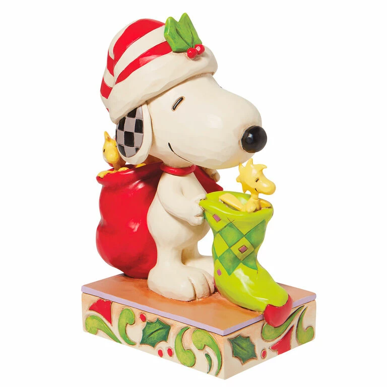 Enesco Jim Shore Peanuts Snoopy And Woodstock With Stocking Figurine, 7" 4 Enesco Jim Shore Peanuts Snoopy And Woodstock With Stocking Figurine, 7" - Image 4