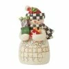Enesco Jim Shore Mini Snowman With Checkered Hat And Scarf Figurine, 3.54"