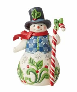Enesco Jim Shore Snowman With Candy Cane Figurine, 8.7"