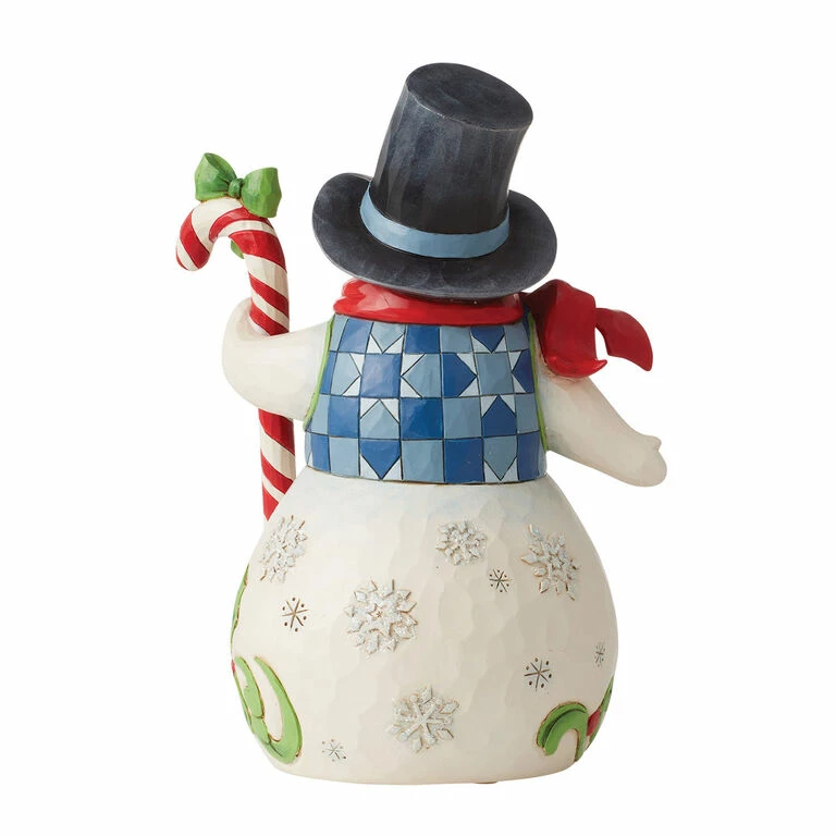 Enesco Jim Shore Snowman With Candy Cane Figurine, 8.7" 2 Enesco Jim Shore Snowman With Candy Cane Figurine, 8.7" - Image 2