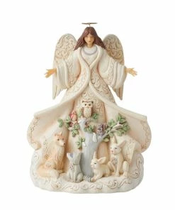 Enesco Jim Shore White Woodland Angel With Cloak Figurine, 9.5"