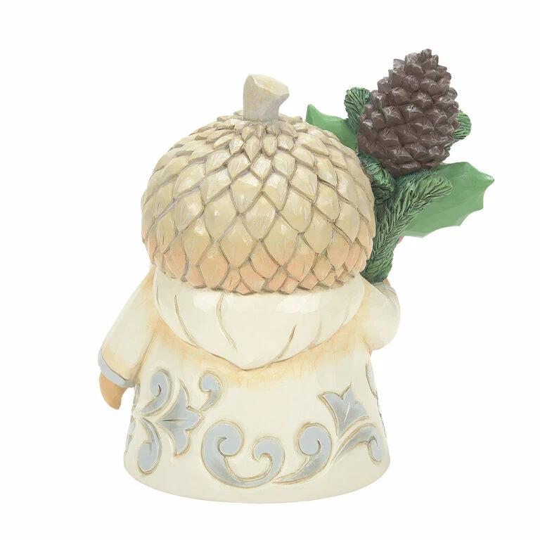 Enesco Jim Shore White Woodland Gnome With Acorn Hat Figurine, 4.65" 2 Enesco Jim Shore White Woodland Gnome With Acorn Hat Figurine, 4.65" - Image 2