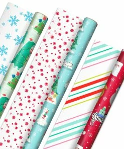 Hallmark Winter Friends 3-Pack Reversible Kids Christmas Wrapping Paper Assortment, 120 Sq. Ft.