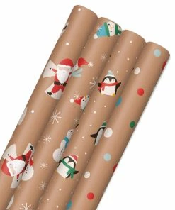 Hallmark Kraft Assorted 4-Pack Christmas Wrapping Paper, 88 Sq. Ft.