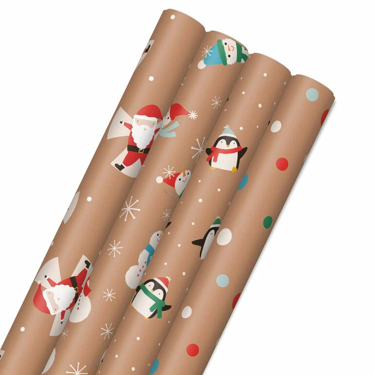 Hallmark Kraft Assorted 4-Pack Christmas Wrapping Paper, 88 Sq. Ft. 1 Hallmark Kraft Assorted 4-Pack Christmas Wrapping Paper, 88 Sq. Ft.