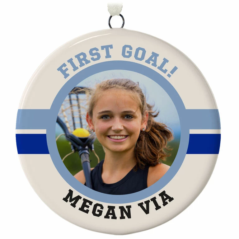 Lacrosse Ceramic Circle Personalized Photo Ornament 1 Lacrosse Ceramic Circle Personalized Photo Ornament