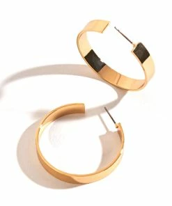 Howard's Jewelry Large Flat Gold Hoop Earrings
