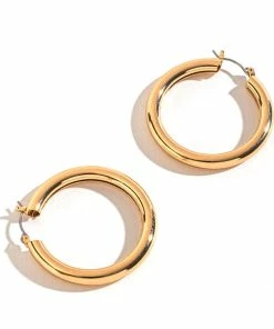 Howard's Jewelry Large Tube Gold Hoop Earrings