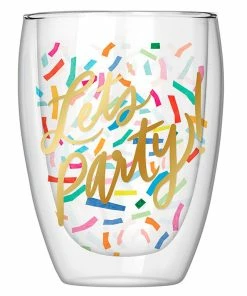Let's Party Double-Wall Confetti Stemless Glass, 10 Oz.