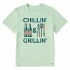 Life Is Good Chillin & Grillin Men's Light Green T-Shirt, Medium