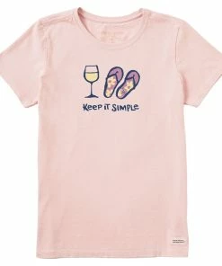 Life Is Good Keep It Simple Women's Pink T-Shirt, Small