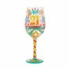 Lolita Happy 21st Birthday Handpainted Wine Glass, 15 Oz.
