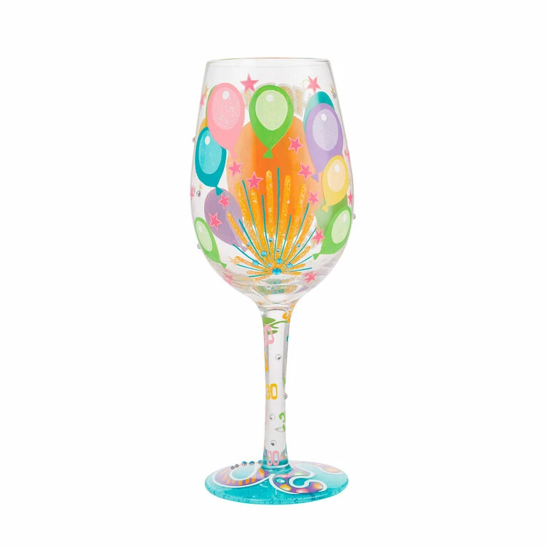 Lolita Happy 30th Birthday Handpainted Wine Glass, 15 Oz. 2 Lolita Happy 30th Birthday Handpainted Wine Glass, 15 Oz. - Image 2