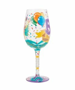 Lolita Happy 50th Birthday Handpainted Wine Glass, 15 Oz. -Department Store Shop Lolita 50th Birthday Wine Glass 6010652 02
