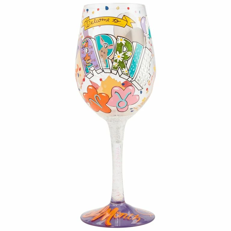 Lolita® April Birthday Month Handpainted Wine Glass, 15 Oz. 1 Lolita® April Birthday Month Handpainted Wine Glass, 15 Oz.