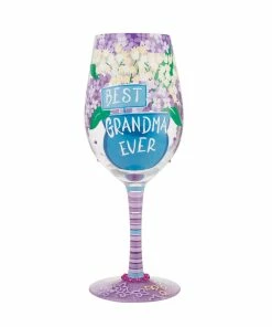 Lolita Best Grandma Ever Handpainted Wine Glass, 15 Oz.