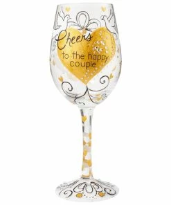 Lolita® Cheers To The Happy Couple Handpainted Wine Glass, 15 Oz.