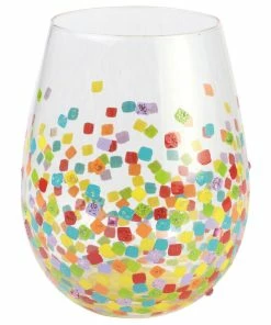 Enesco Lolita Confetti Handpainted Stemless Wine Glass, 20 Oz.