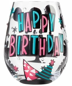 Lolita® Happy Birthday Handpainted Stemless Wine Glass, 20 Oz.