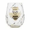 Lolita Queen Bee Handpainted Stemless Wine Glass, 20 Oz.