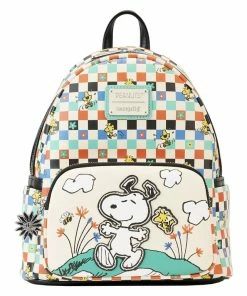 Loungefly Peanuts Snoopy And Woodstock Checkered Mini Backpack