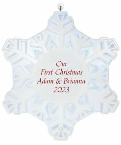Hallmark Magic Sparkling Snowflake Script Text Personalized Ornament With Light