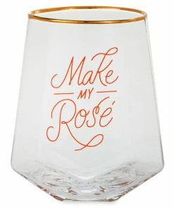Hallmark Make My Rosé Geometric Stemless Wine Glass, 19 Oz.
