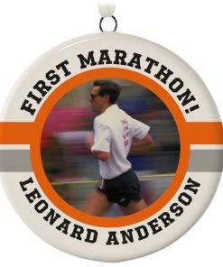 Marathon Ceramic Circle Personalized Photo Ornament