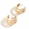 Howard's Jewelry Medium Triple Tube Gold Hoop Earrings
