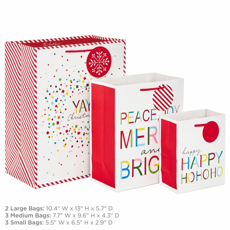 Hallmark Merry And Bright 8-Pack Christmas Gift Bags, Assorted Sizes And Designs 3 Hallmark Merry And Bright 8-Pack Christmas Gift Bags, Assorted Sizes And Designs - Image 3