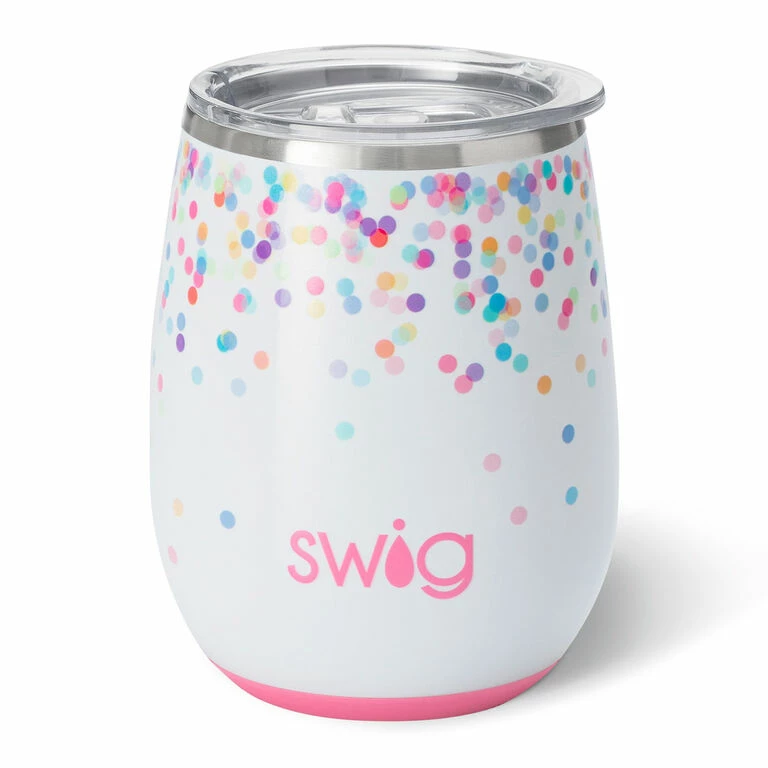 Swig Confetti Stainless Steel Stemless Wine Glass, 14 Oz. 1 Swig Confetti Stainless Steel Stemless Wine Glass, 14 Oz.