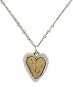 Demdaco Heart Charm Guardian Angel Necklace, 18" -Department Store Shop Mixed Metal Heart Charm Necklace 1008100027 02