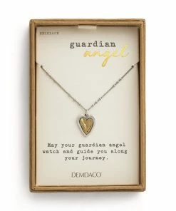 Demdaco Heart Charm Guardian Angel Necklace, 18" -Department Store Shop Mixed Metal Heart Charm Necklace 1008100027 03