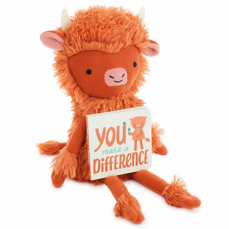 Hallmark MopTops Highland Cow Stuffed Animal With You Make A Difference Board Book 1 Hallmark MopTops Highland Cow Stuffed Animal With You Make A Difference Board Book