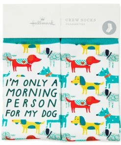 Hallmark Morning Person For My Dog Funny Crew Socks 3 Hallmark Morning Person For My Dog Funny Crew Socks -Department Store Shop Morning Person Dog Illustrations Novelty Crew Socks 1SOX2082 02